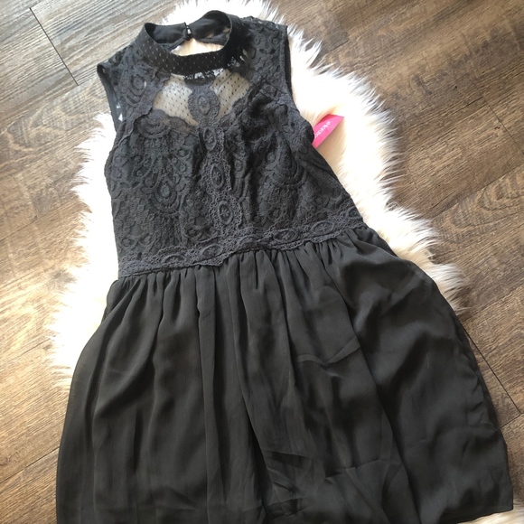 Xhilaration Dresses & Skirts - Grey Xhilaration High Neck Lace Dress